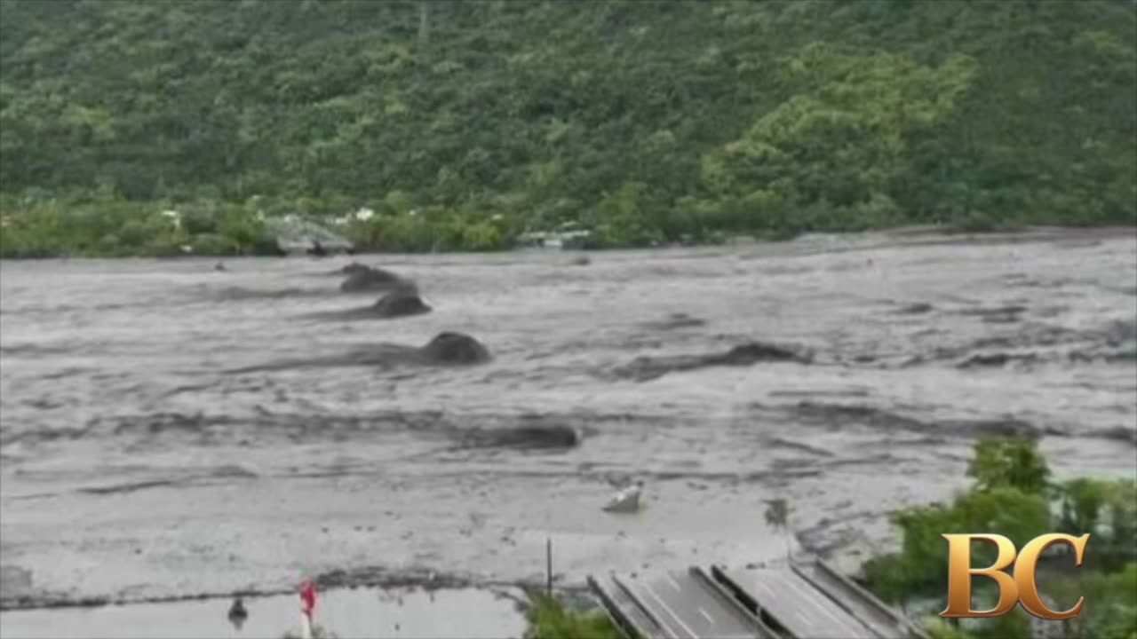 A weakened storm Ragasa pushes across China’s south coast after flooding