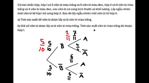 Có hai chiếc hộp, hộp I có 5 viên bi màu trắng và 5 viên bi màu đen, hộp II có 6 viên