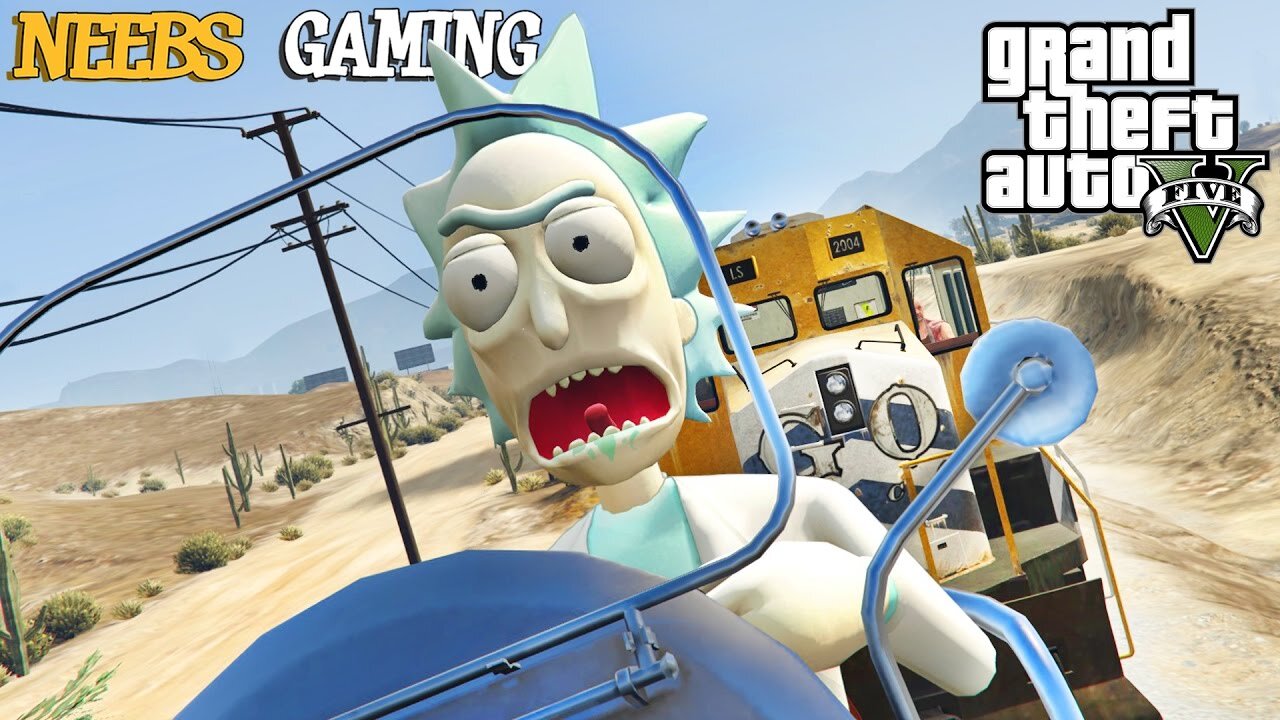 GTA 5 MODS _ RICK _ MORTY - HMS VICTORY - HOVER BIKE ( Funny Moments)