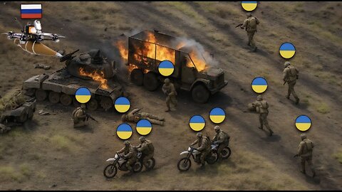 Unexpected Ambush: Russians Destroy Ukrainian Armored Unit with 76Kg Warhead Drone