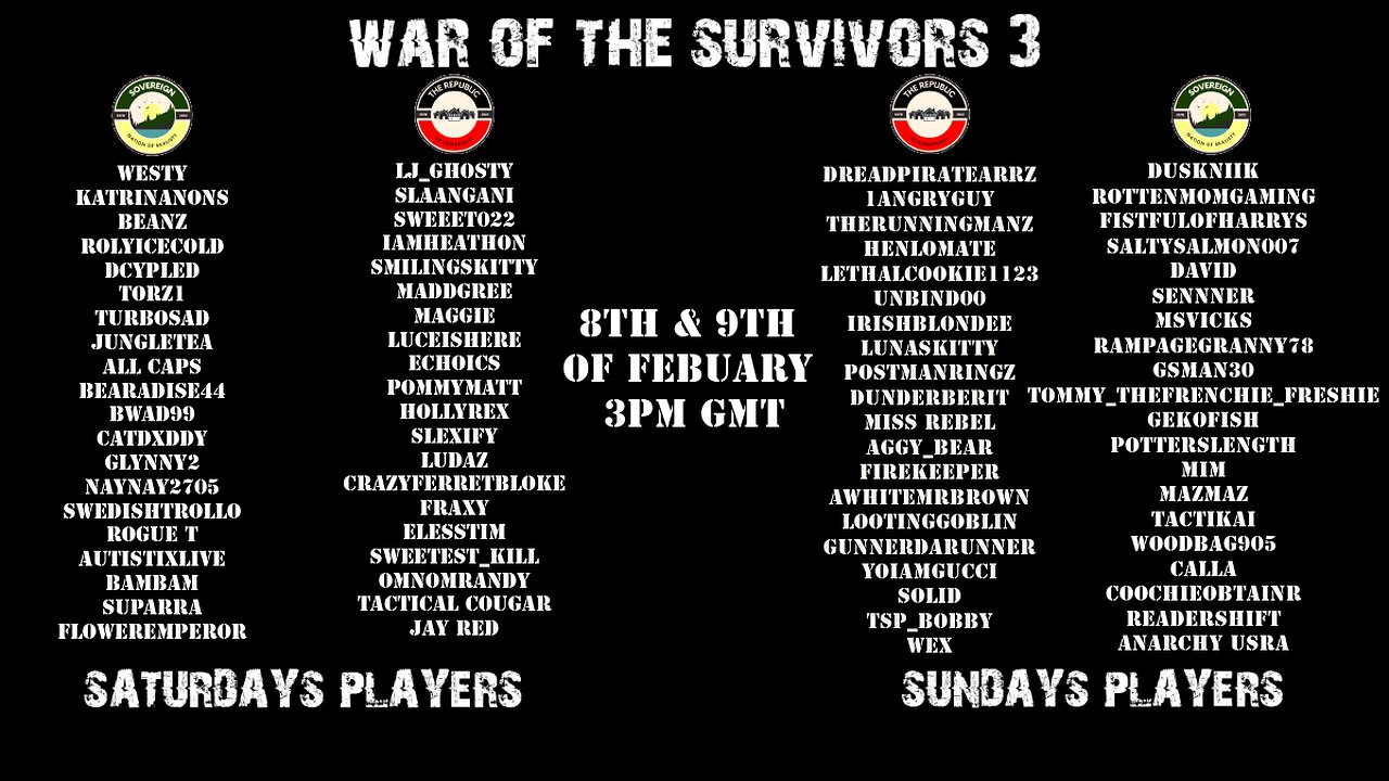 War of the Survivors 3! A DayZ event!