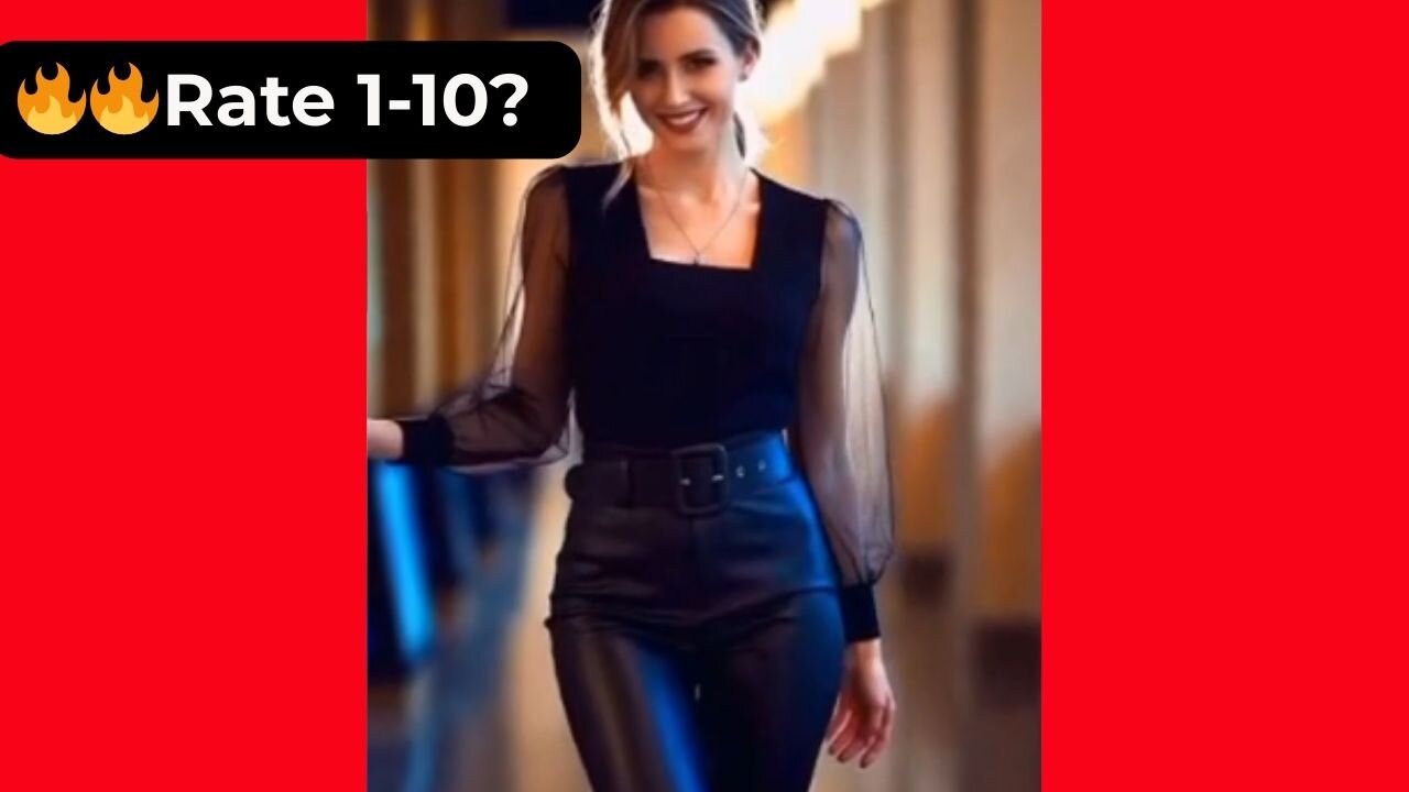 🔥 Rate Her Body in This Black Leather Trousers & Top 1-10? 😍 Supermodel 4K