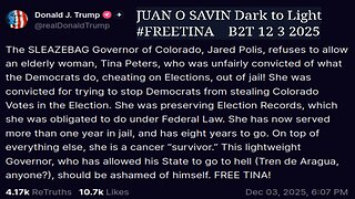 JUAN O SAVIN- Dark to Light #FREETINA Topics - Blessed 2 Teach 12 3 2025