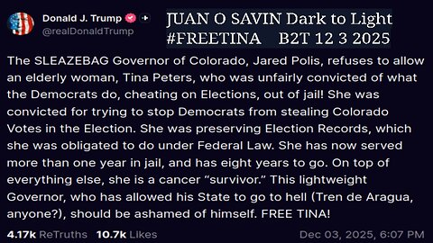 JUAN O SAVIN- Dark to Light #FREETINA Topics - Blessed 2 Teach 12 3 2025