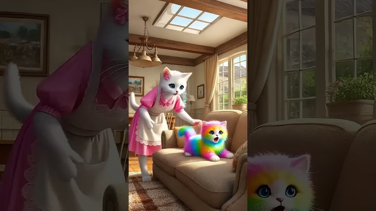 Rainbow CHAT MULTICOULEUR cat's Crashing Cat Mom funny