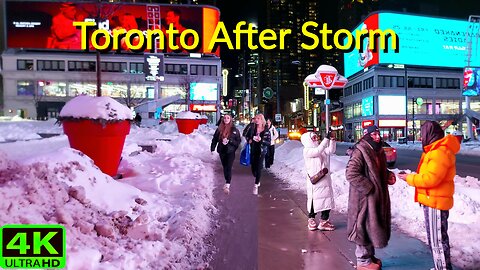 【4K】Icy Toronto Streets! ❄️ Post-Storm Downtown Nighttime Canada 🇨🇦