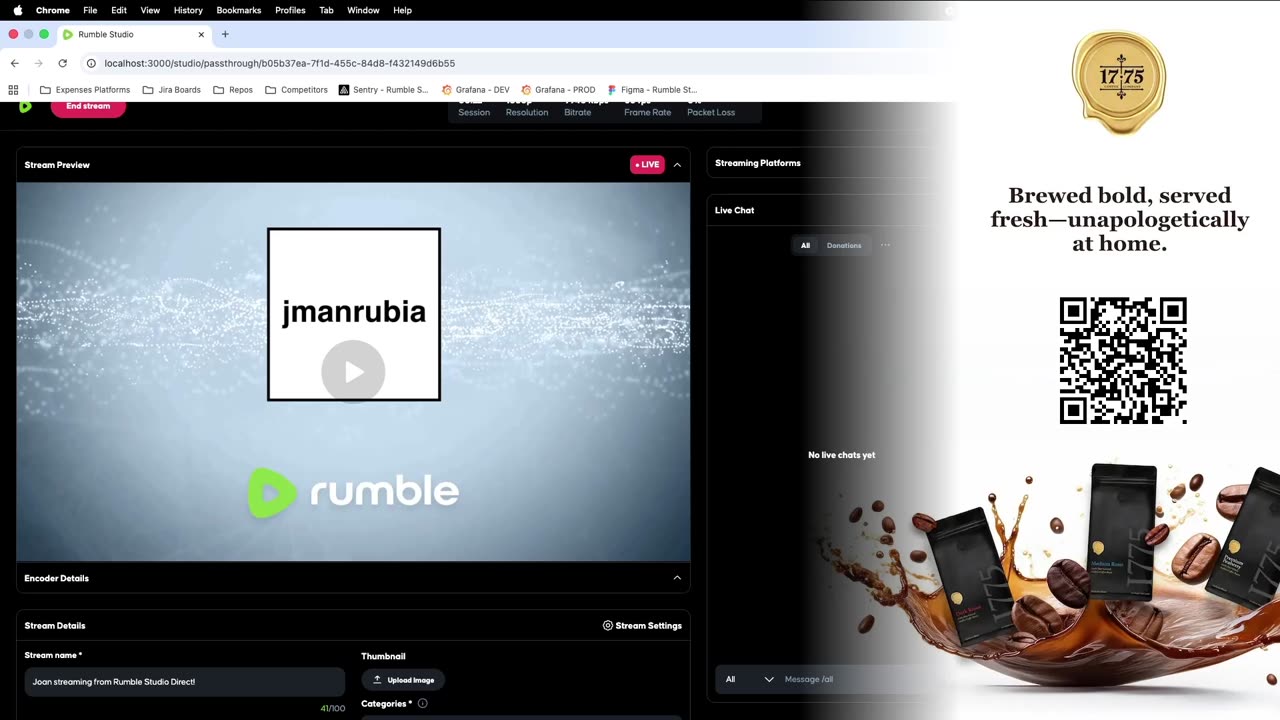 Joan streaming from Rumble Studio Direct!
