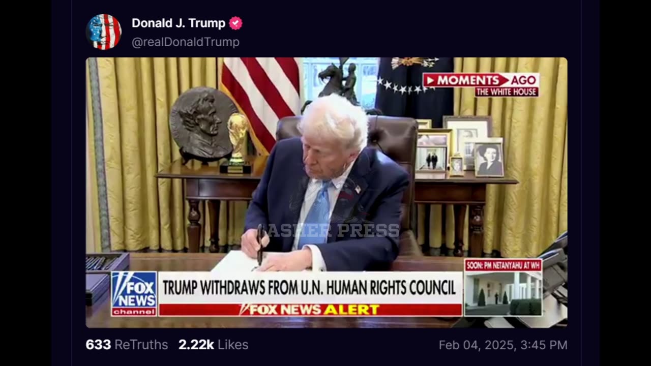 TRUMP WITHDRAWS FROM THE U.N. HUMAN RIGHTS COUNCIL & UNRWA & REVIEWS AMERICAN INVOLVEMENT IN THE UN