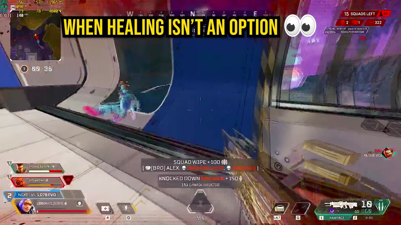 1 HP Squad Wipe! Wattson Clutch on Broken Moon | Apex Legends