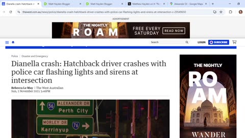 MSM report on Dianella car crash appears on day I tweeted about growing up just nearby. Q incidence?