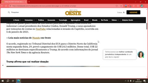 Justiça dos EUA_ YouTube deve pagar US$ 22 milhões a Trump