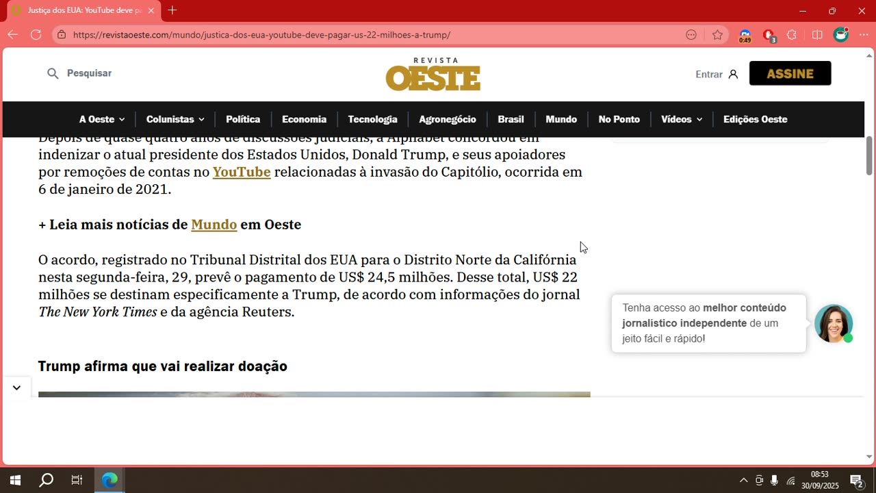 Justiça dos EUA_ YouTube deve pagar US$ 22 milhões a Trump