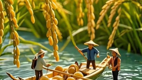 Tiny Farmers and The Rice Fields #tiny #miniature #toonly