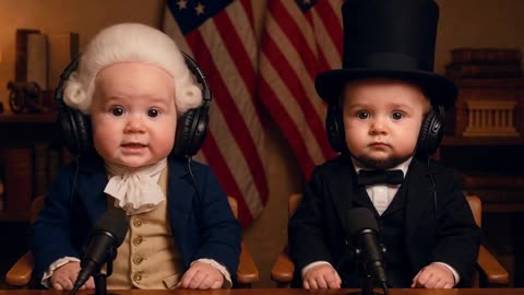 podcast featuring Baby George Washington and Baby Abraham Lincoln talking about the good ol days