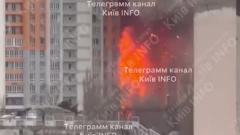 Russian Attack Drone Slams into Highrise Apartment Building in Kyiv