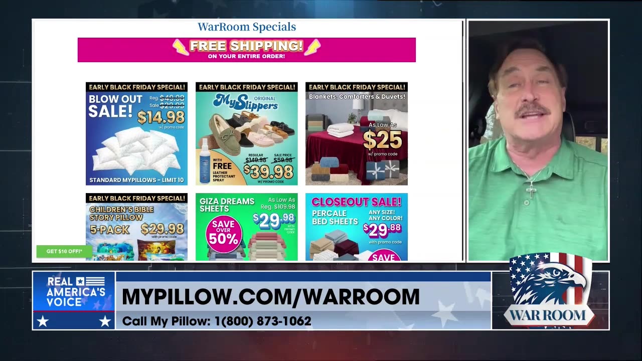 Use Promo Code WARROOM And Order The EARLY BLACK FRIDAY SPECIAL! Only At MyPillow.com/warroom
