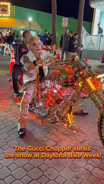 The Gucci Chopper steals the show at Daytona Bike Week! #daytonabeach #daytonabikeweek