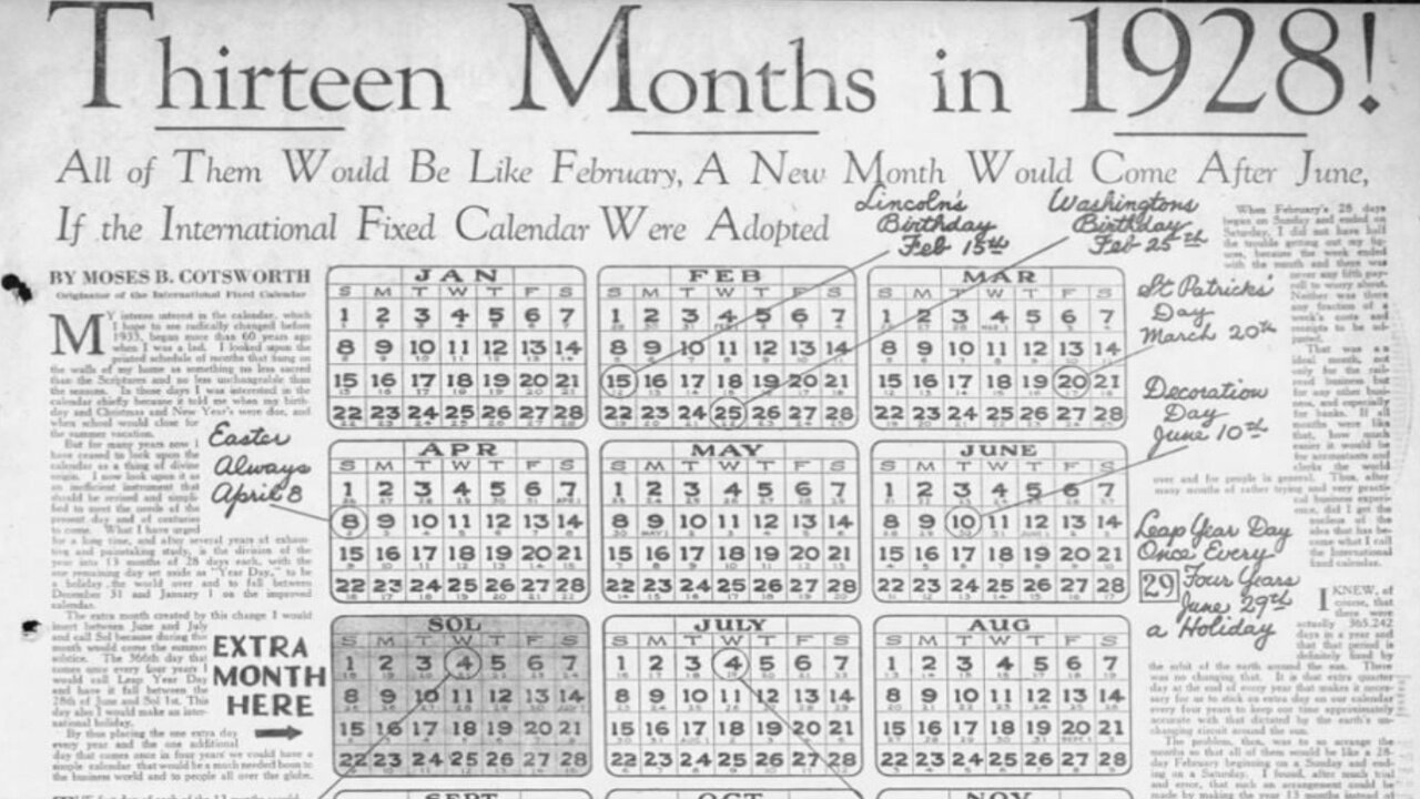 OUR CALENDAR SHOULD HAVE 13 MONTHS