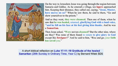 Luke 17:11–19 Gratitude of the healed Samaritan