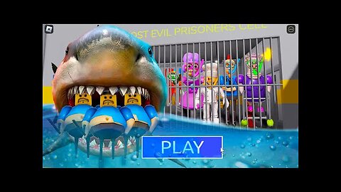 SHARK WATER MODE! BARRY'S PRISON RUN! Hungry Shark Megalodon Jaws Scary Obby NEW BARRY GAME Obbies