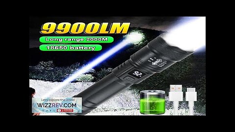 9900LM Powerful LED Flashlight Battery Display USB Rechargeable Light Telescopic Zoom Torch Review