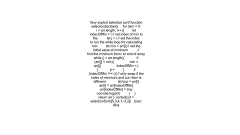 &quot;selection sort&quot; using javascript