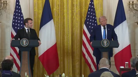 USA - President Trump Holds a Press Conference with President Emmanuel Macron of France (24.02.25)