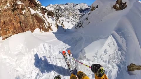 POV Skiing Down Mt. Superior Chute