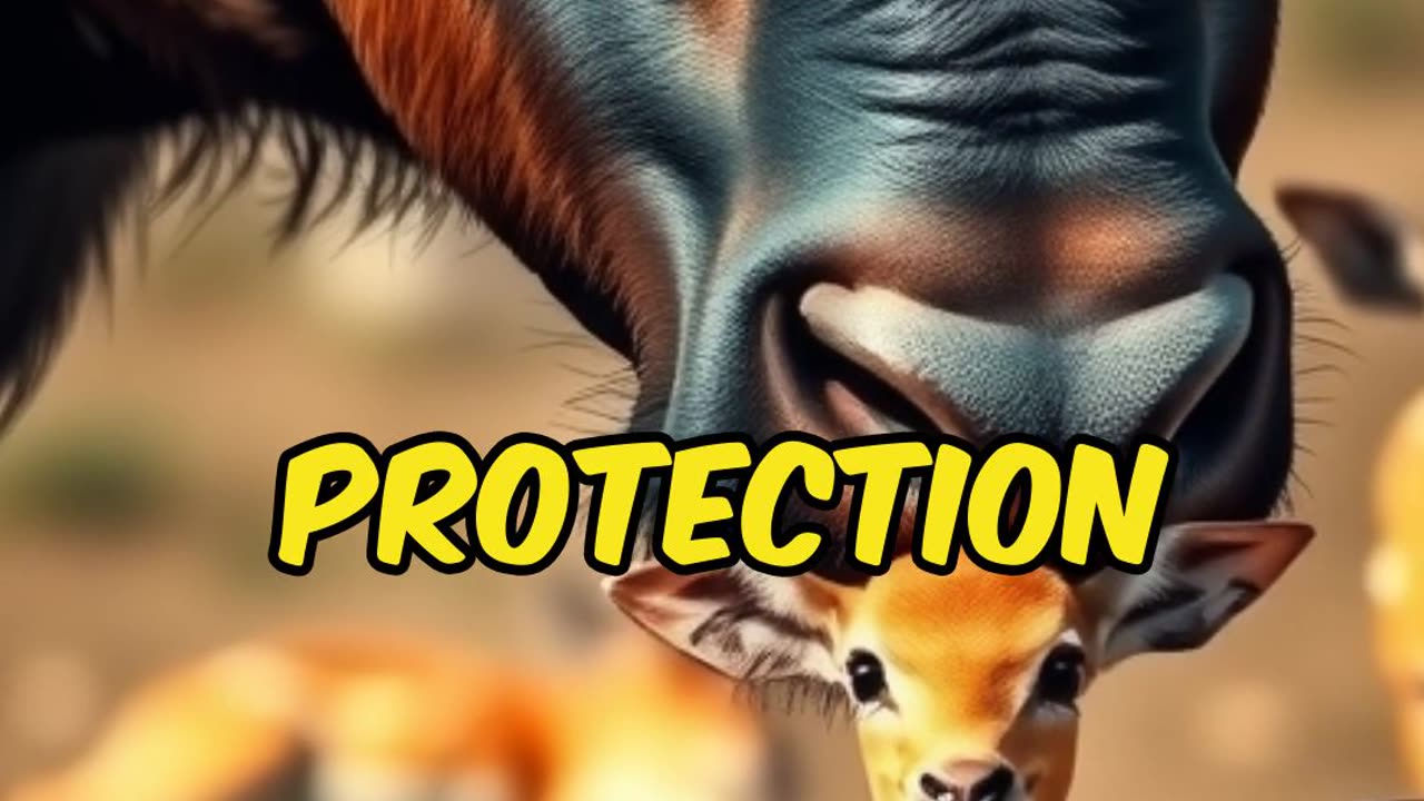 Buffalo Protects Baby Gazelle