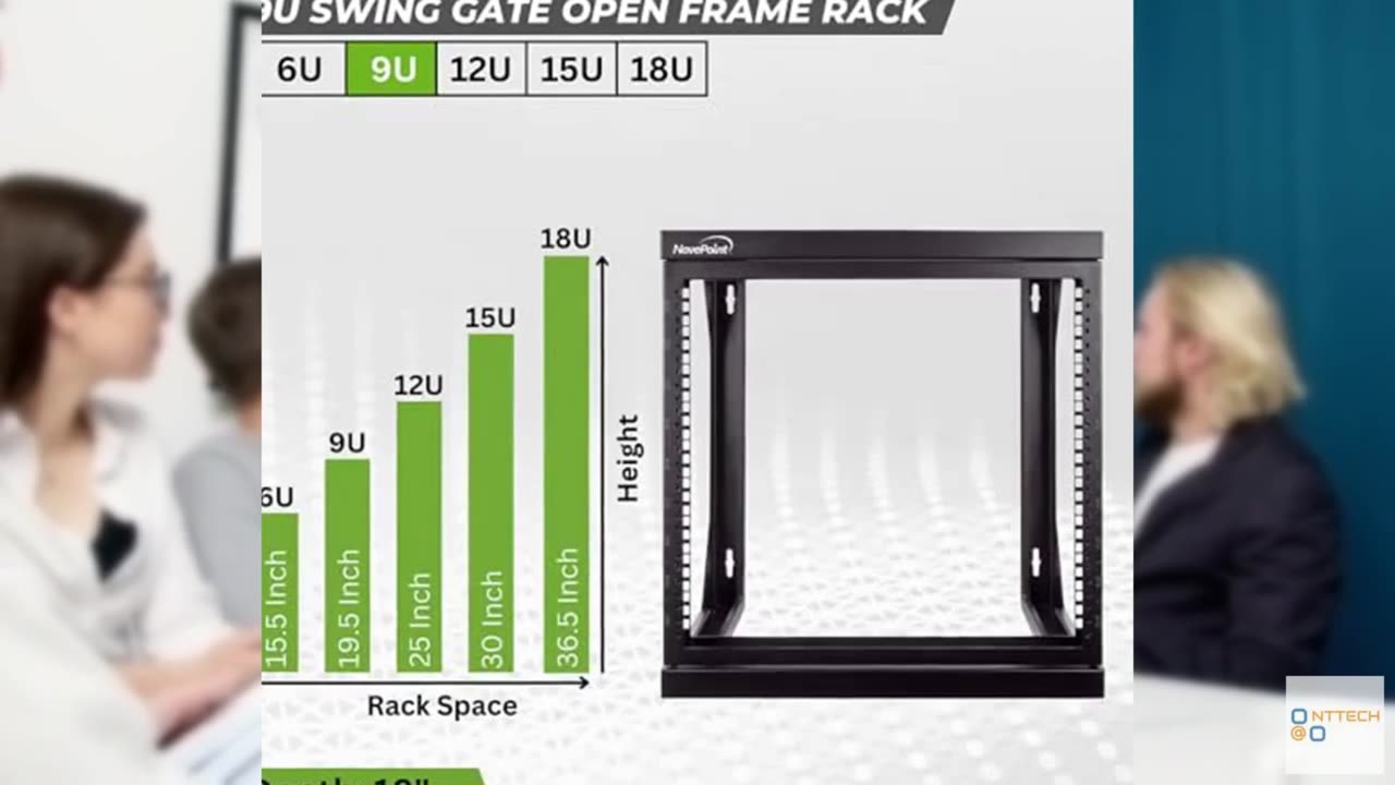NavePoint 9U Open-Frame Server Rack for 19" IT Network Equipment & A/V Devices F