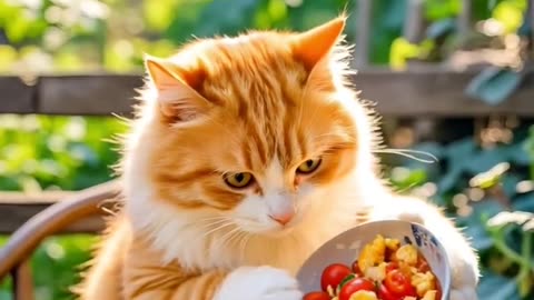 Cat eat tomatoo 😂😂 funny cat