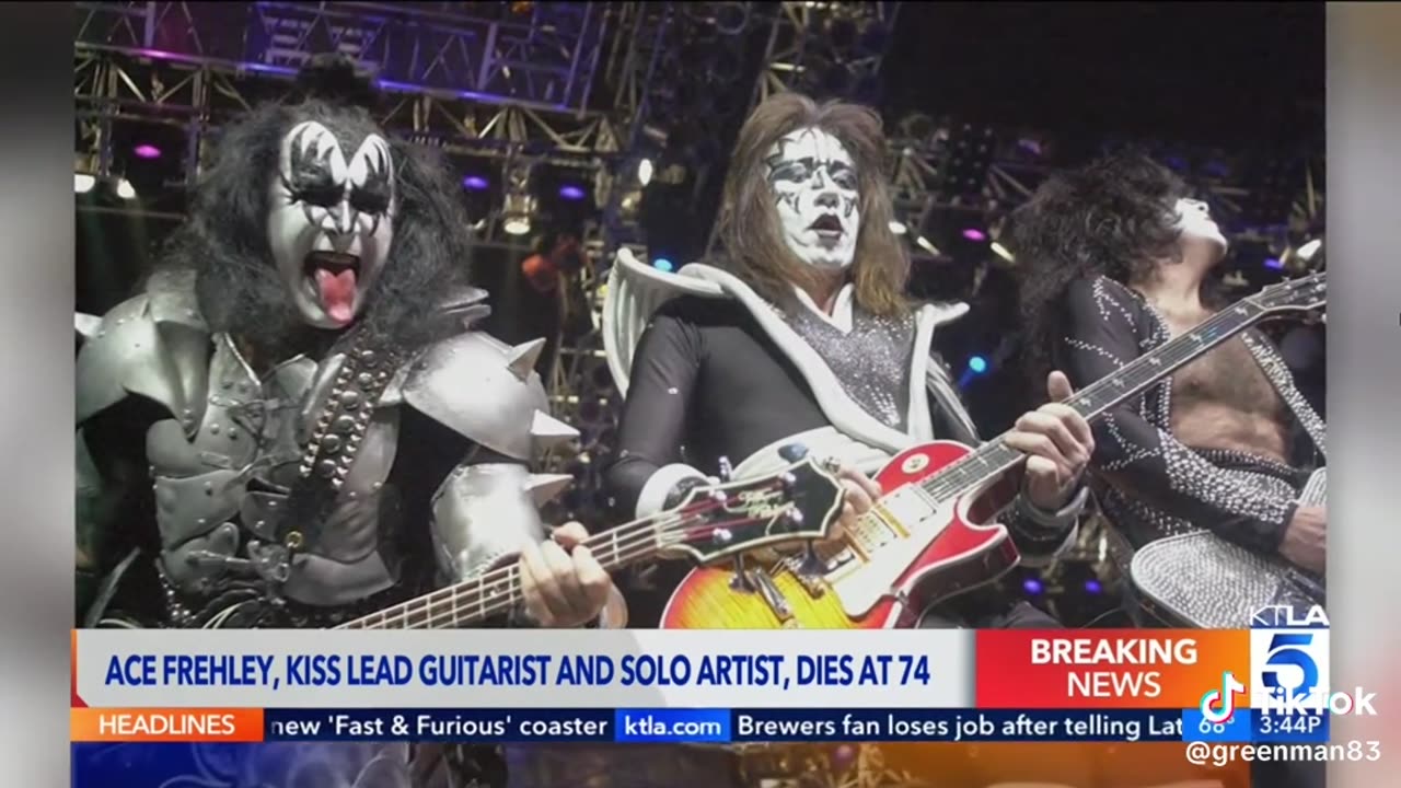 Breaking⛔️Ace Frehley the founding guitarist for the rock band KISS has died at age 74