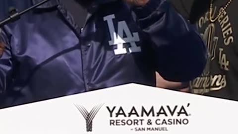 Ice Cube rolled up to Dodger Stadium with the World Series trophy