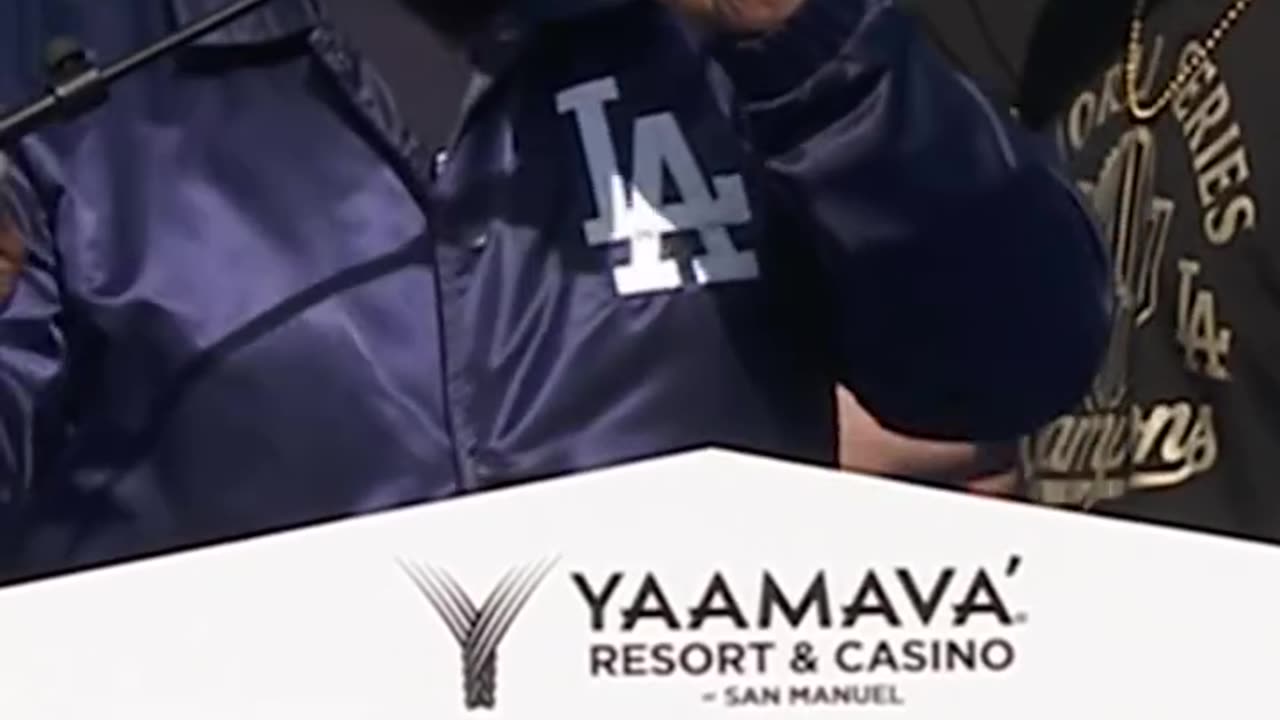 Ice Cube rolled up to Dodger Stadium with the World Series trophy