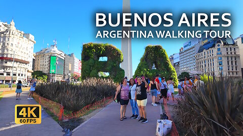 Buenos Aires, Argentina walking tour 2025 4K 60 FPS in DOWNTOWN in the middle of summer in January