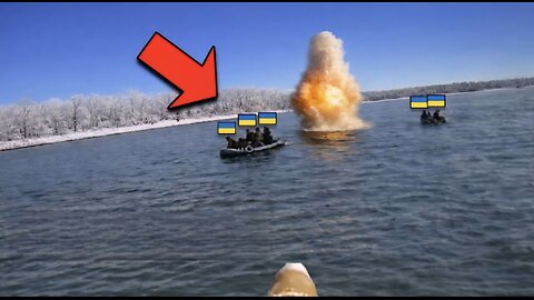 Russian FPV Drones DESTROY Ukrainian Marines on Boats as Crossing River in the Sumy region