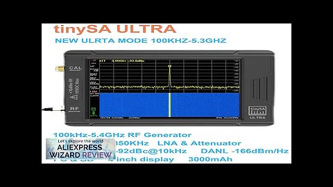 Original tinySA ULTRA 100KHZ-5.3GHZ 4inch Display Handheld Tiny Spectrum Analyzer RF Review