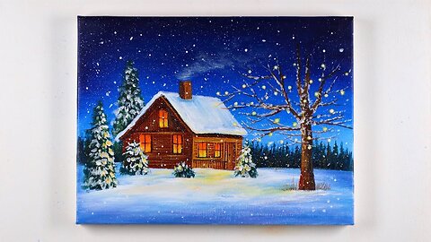 Christmas Painting _ winter Painting _ Acrylic Painting For Beginners