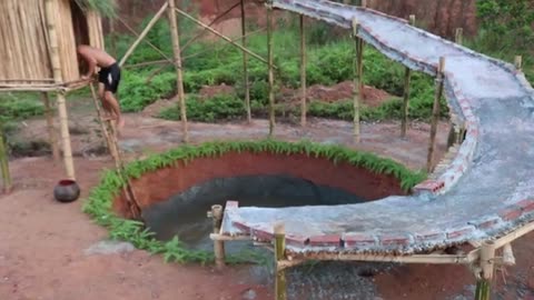 Build Water Slide House Around Underground Swimming Pool