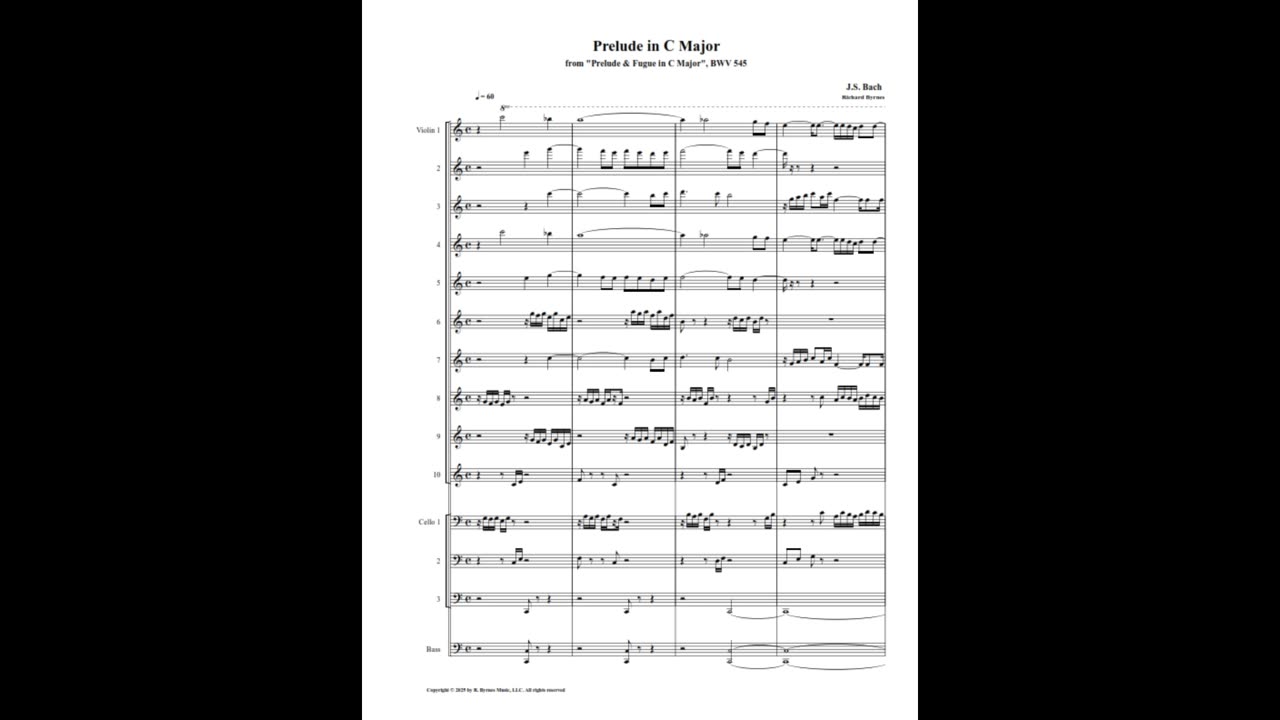 J.S. Bach – Prelude in C Major, BWV 545 (String Orchestra)