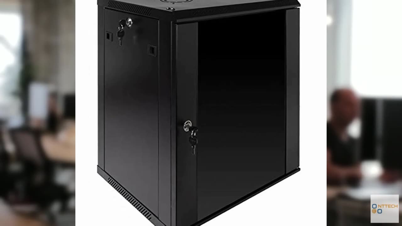 NavePoint 12U Server Rack Enclosure with Glass Door, Cooling Fan, Locks, & Remov