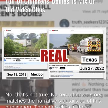 Fact Check: Video Claiming 'Woman Found Truck Full Of Childrens' Bodies' Is Mix Of Old Video Clips