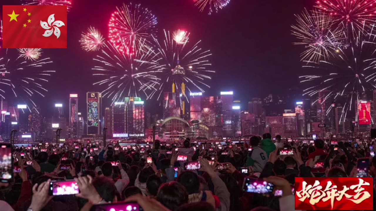 Lunar New Year fireworks show over Hong Kong Victoria Harbour