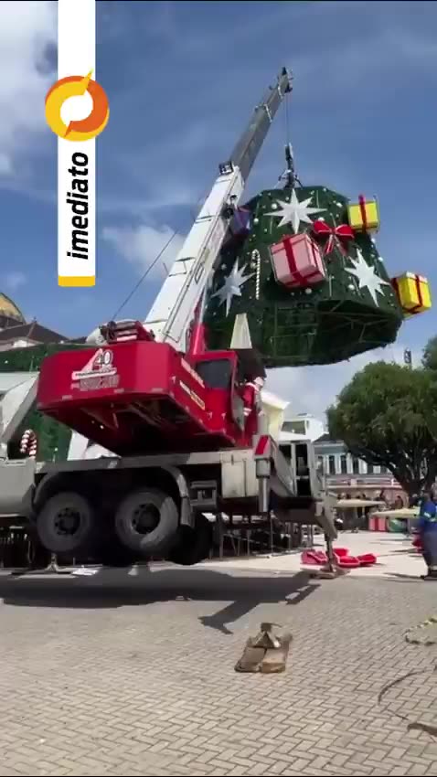 The tow truck operator dressed as Santa Claus
