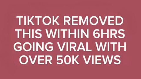 This video was removed from TIKTOK!!