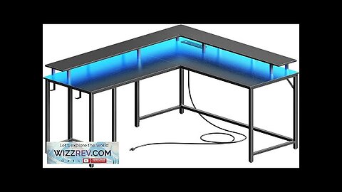 SUPERJARE Desk L Shaped Gaming Desk with LED Lights & Power Outlets Review