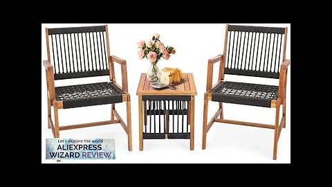 3 PCS Acacia Wood Outdoor Furniture Set All-Weather Rope Woven Bistro Set Review