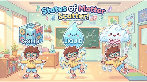 States of Matter Scatter | Fun Science Song for Kids (Solid, Liquid, Gas Dance!)