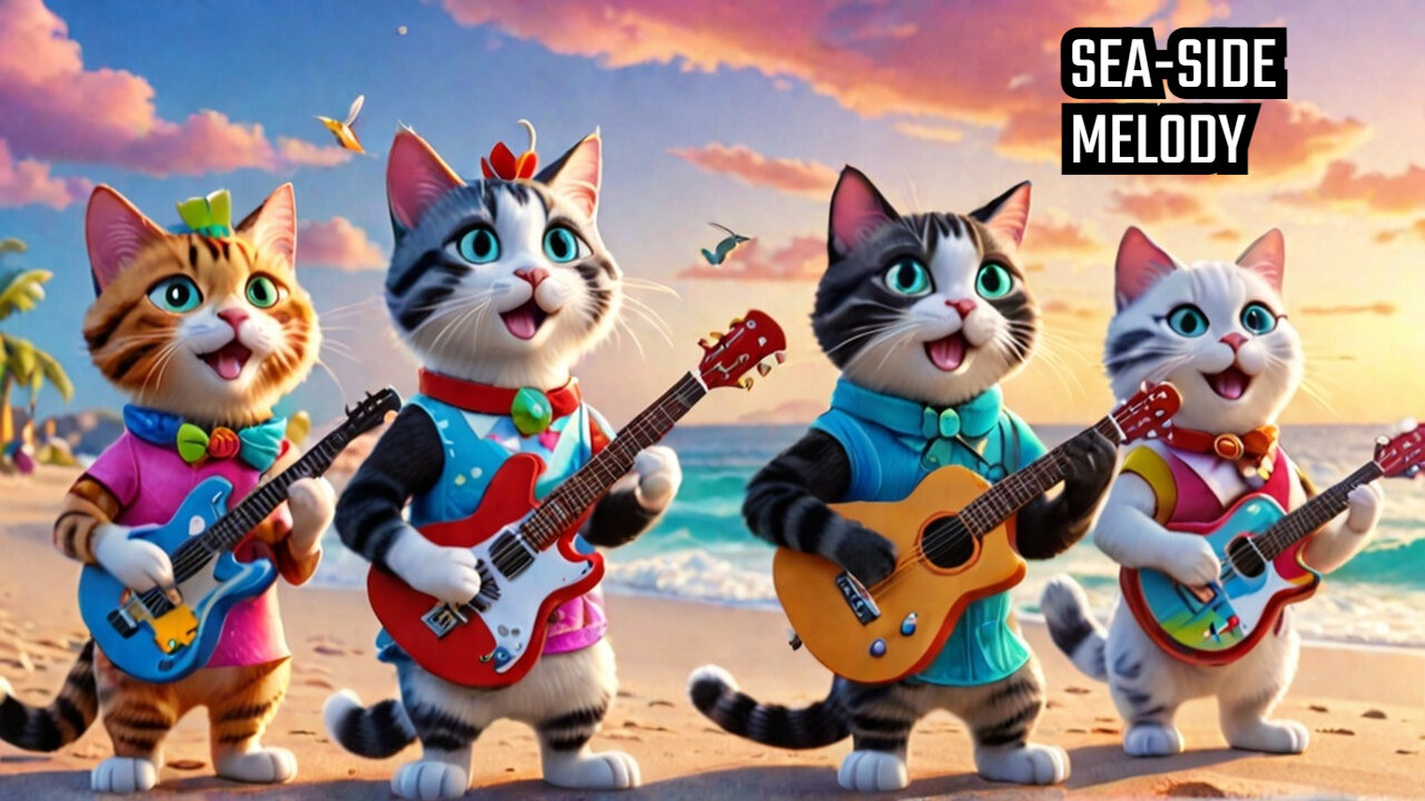 The Purr-fect Cat Band: Singing & Dancing by the Sea 🌊🎶"🐾#petcats #funnycat #catsmusical