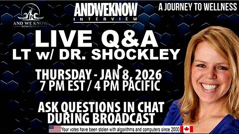 1.8.2026: Live Q/A: LT w/ Dr. Shockley, YOU ask QUESTIONS LIVE in the CHAT, Journey to Wellness